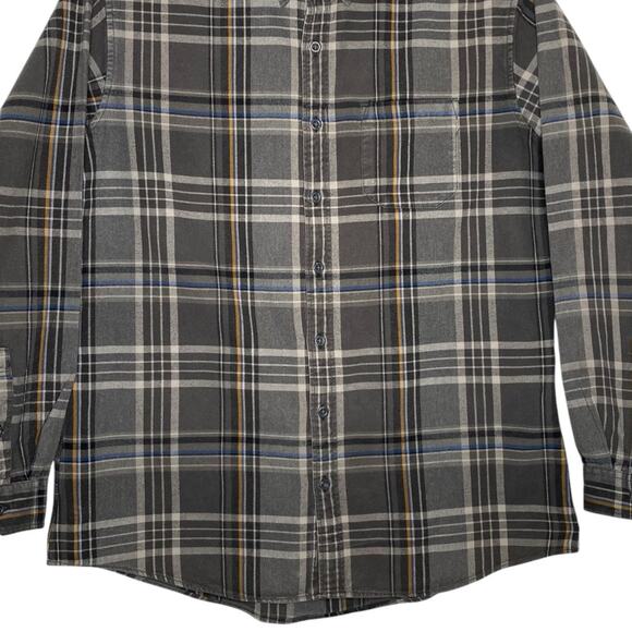 Eddie Bauer Plaid Flannel Shirt Gray Slim Fit Button Up Mens XL Tall Grunge - Picture 6 of 11